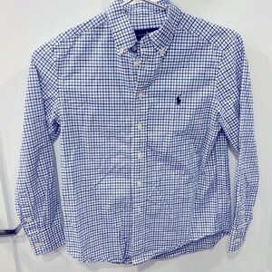 Ralph Lauren/ Natural Stretch/ Blue/ Long Sleeve/ Plaid Button shirt / M (10-12)